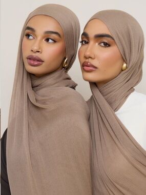 NWT | Veiled Collection Crinkle Modal Hijab- Truffle Fringe.